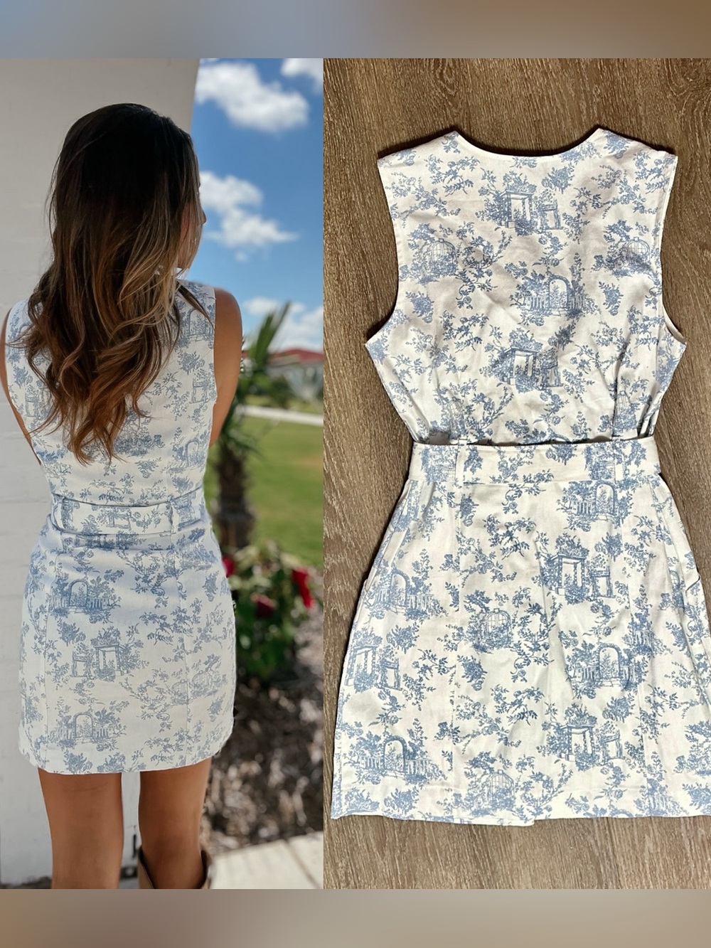 Storia White and Blue Denim Toile Cotton
Dress Size Large (Medium) EUC - Picture 7 of 14